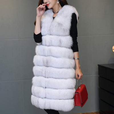 Haining fur manufacturers wholesale foreign trade hot extended sleeveless vest imitation fox coat autumn and winter women's clothing
