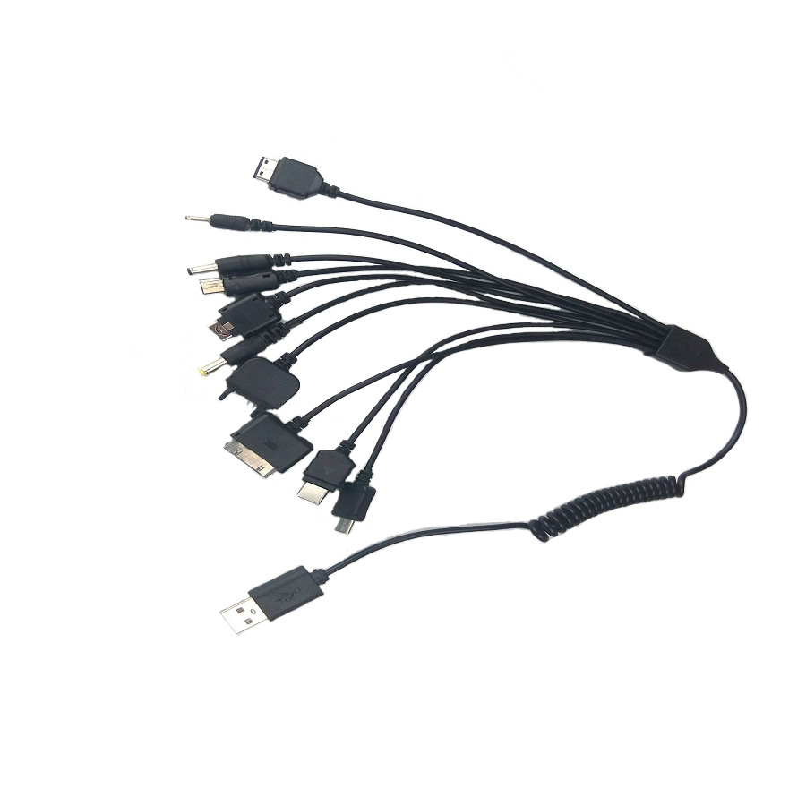 Factory direct multi-function mobile phone charging cable ten in one power cord spot new spring one drag ten data cable