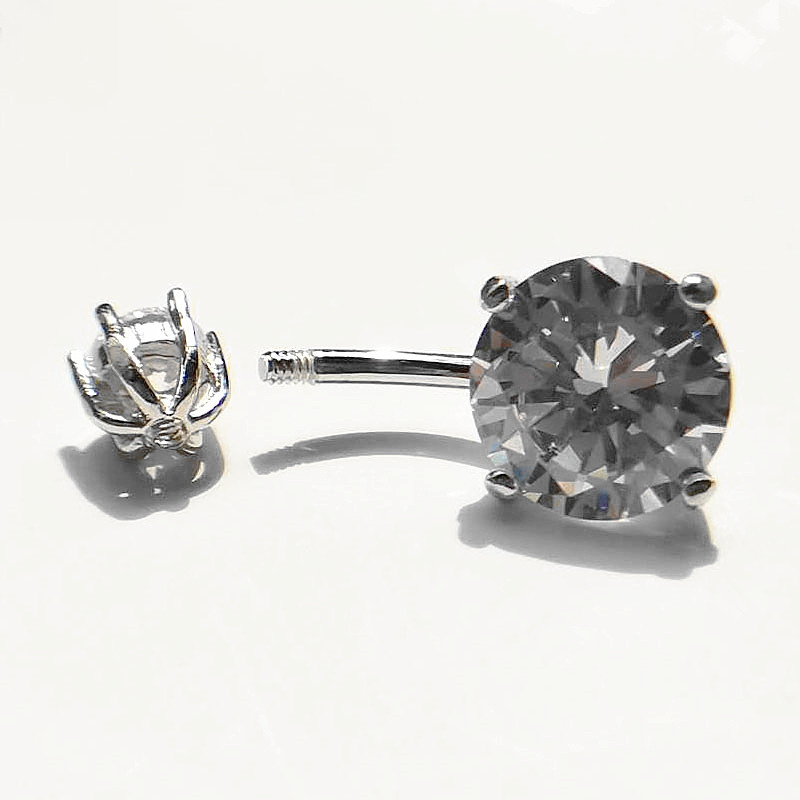 925 sterling silver belly button ring European and American four-claw round zircon belly button nail human body piercing belly button hot girl cross-border batch