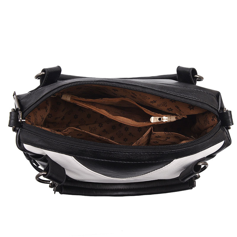 2023 New European and American Fashion Handbag Soft Leather Contrast Color Large Capacity All-match Shoulder Bag