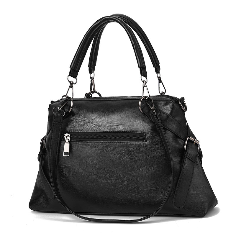2023 New European and American Fashion Handbag Soft Leather Contrast Color Large Capacity All-match Shoulder Bag