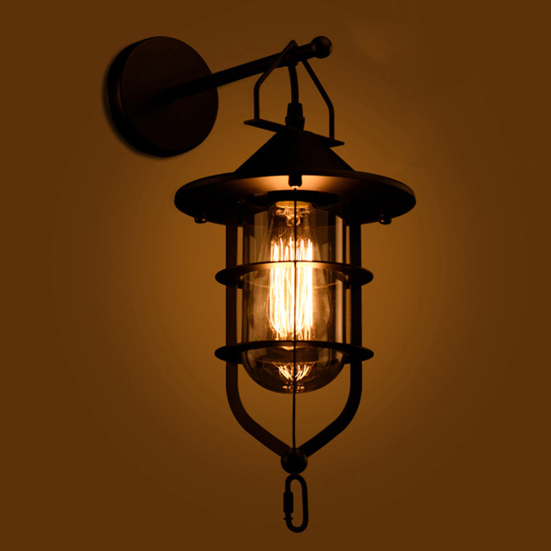 美式复古工业风壁灯创意床头阳台过道铁艺怀旧走廊酒吧咖啡厅灯具