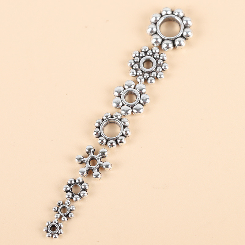 diy accessories Tibetan silver spacer handmade loose bead gasket bracelet Beaded Snowflake jewelry bead spacer accessories material - ShopShipShake