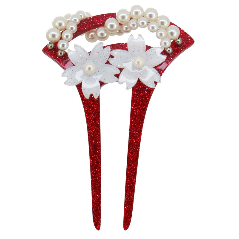 New ancient costume headdress bridal chopsticks acrylic classical hair accessories cherry white flower classical hairpin ancient headdress