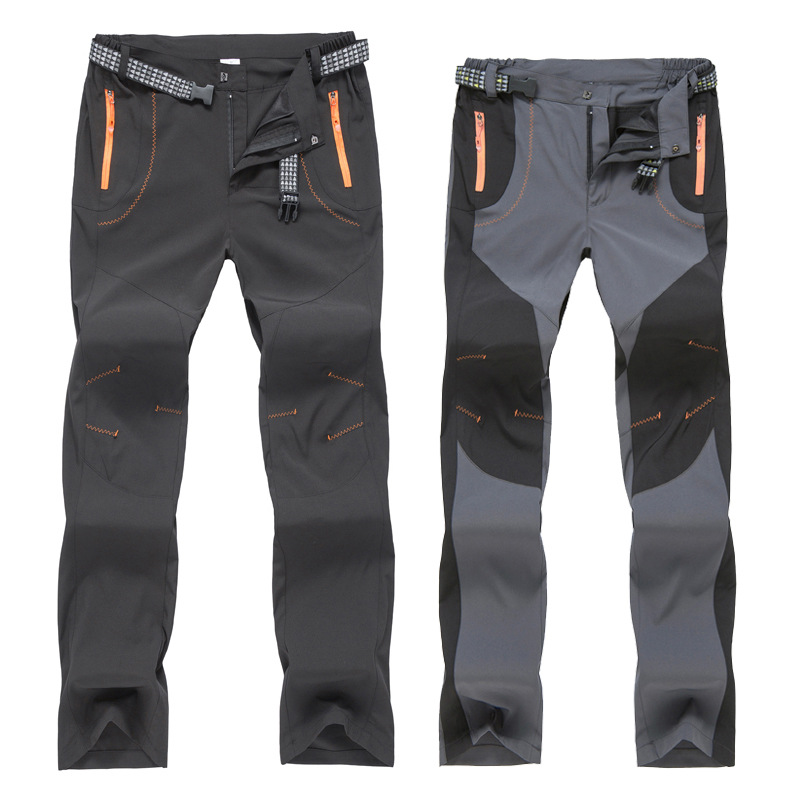 Spring and Summer Outdoor Sports Soft Shell Rush Pants Men's Colorblock Windproof Warm Breathable Fleece Thickened Hiking Pants Women