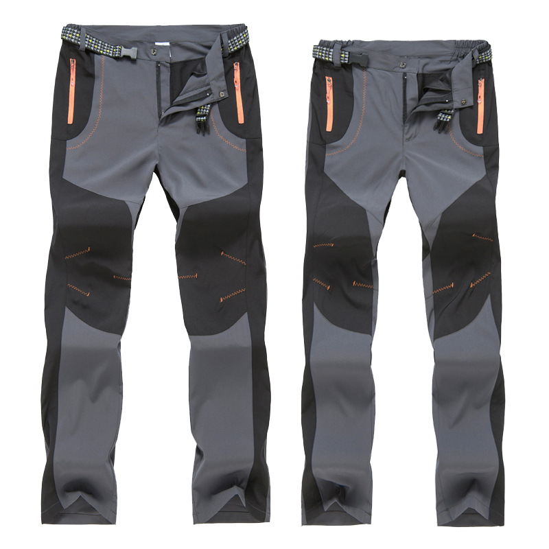 Spring and Summer Outdoor Sports Soft Shell Rush Pants Men's Colorblock Windproof Warm Breathable Fleece Thickened Hiking Pants Women