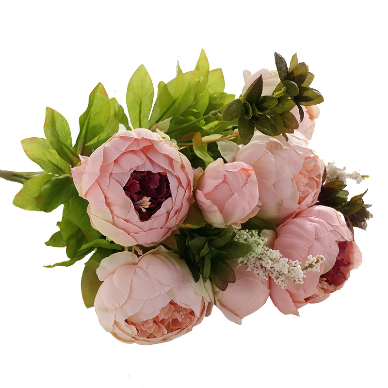 Artificial flower 13 European-style core-wrapped peony peony flower wedding living room home table decoration artificial flower fake flower