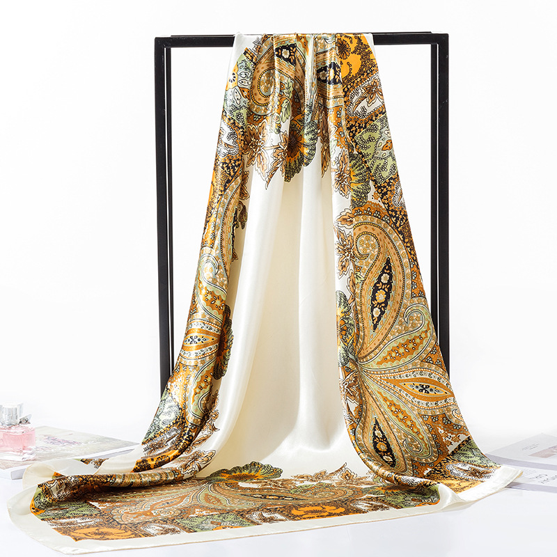 2023 Satin Korean Small Silk Scarf Women's All-match Large Silk Square Square Spring and Autumn Square Thin Scarf