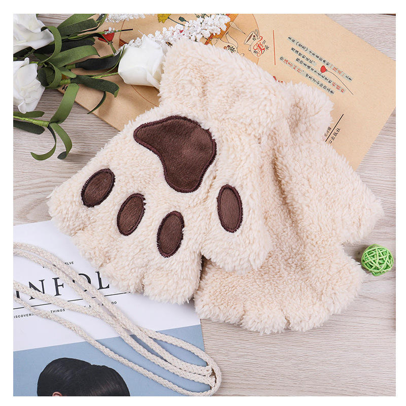 Women's Winter Warm Gloves Cat's Claw Half Finger Gloves Women's Winter Korean Style Warm Student Writing and Velvet Gloves Batch