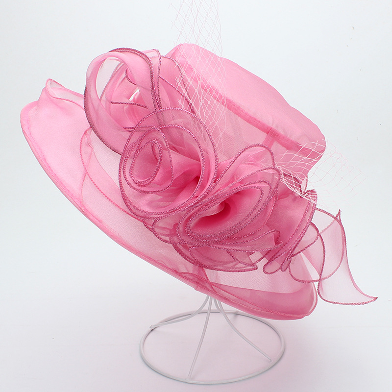 Hat female summer British style flower organza sun protection sun hat beach travel photography foldable big brim hat