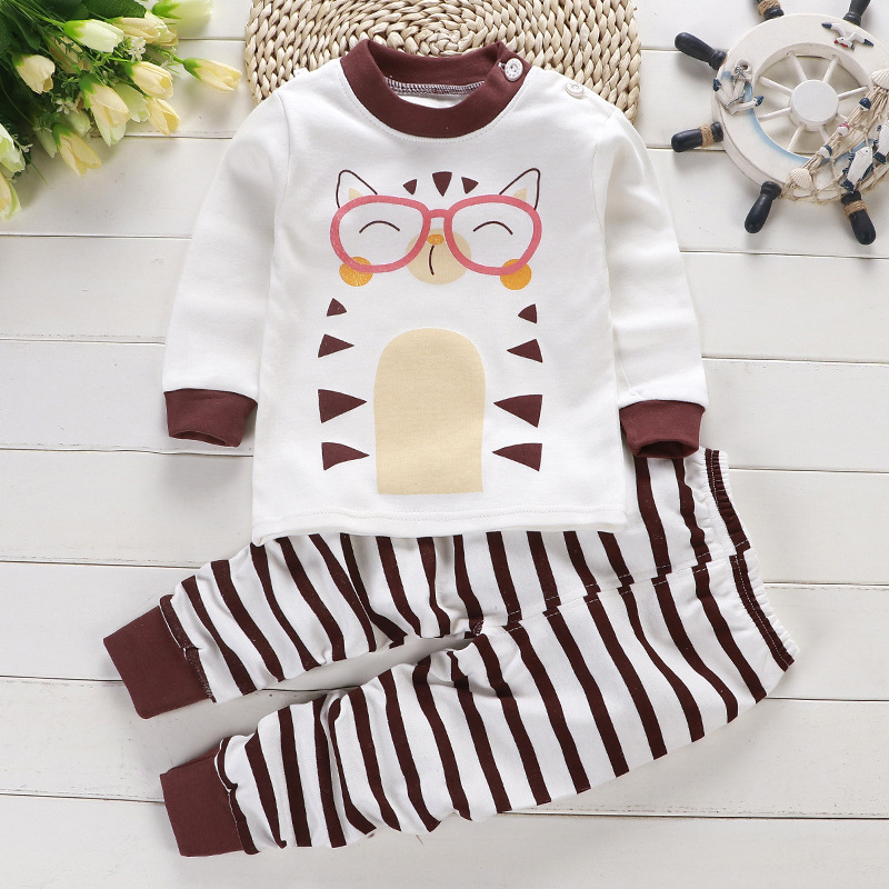 2024 new children's cotton underwear set boys and girls autumn clothes autumn pants baby pajamas home clothes wholesale