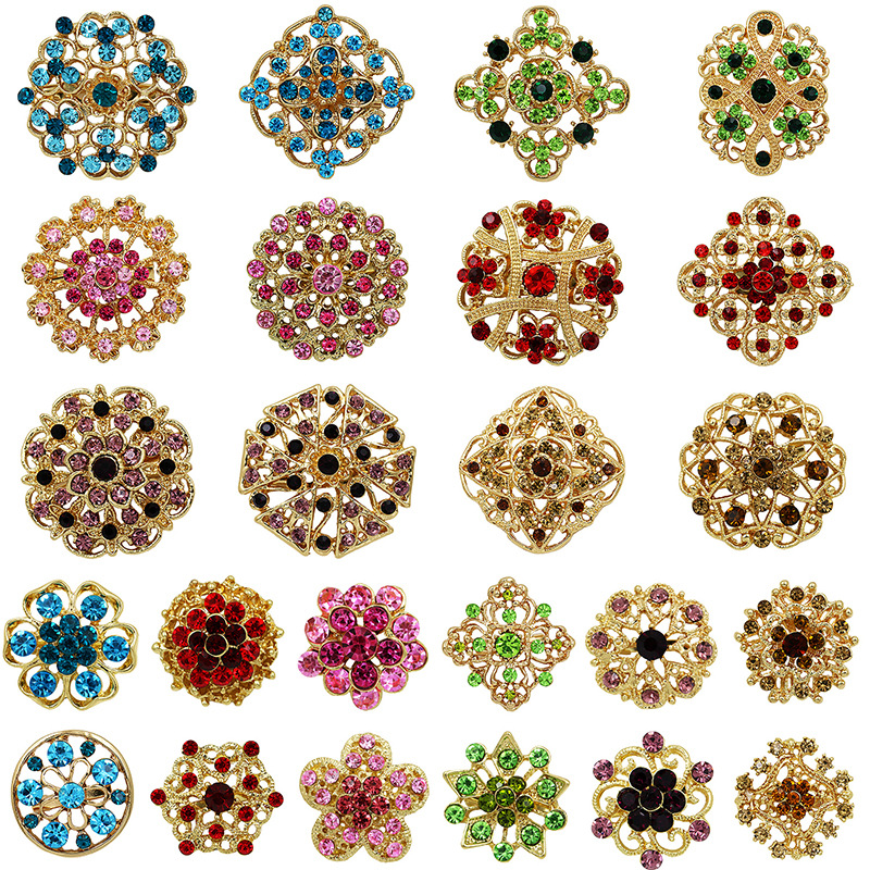 European and American fashion card small brooch inlaid with rhinestone alloy corsage hand flower clothing accessories pin manufacturers wholesale - ShopShipShake