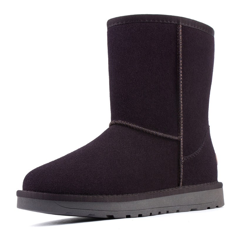 Foreign Trade Cross-border Snow Boots Women's 2024 New Women's Shoes Cowhide fleece-lined Thickened Warm Cotton Shoes Women's Autumn and Winter Cotton Boots Women