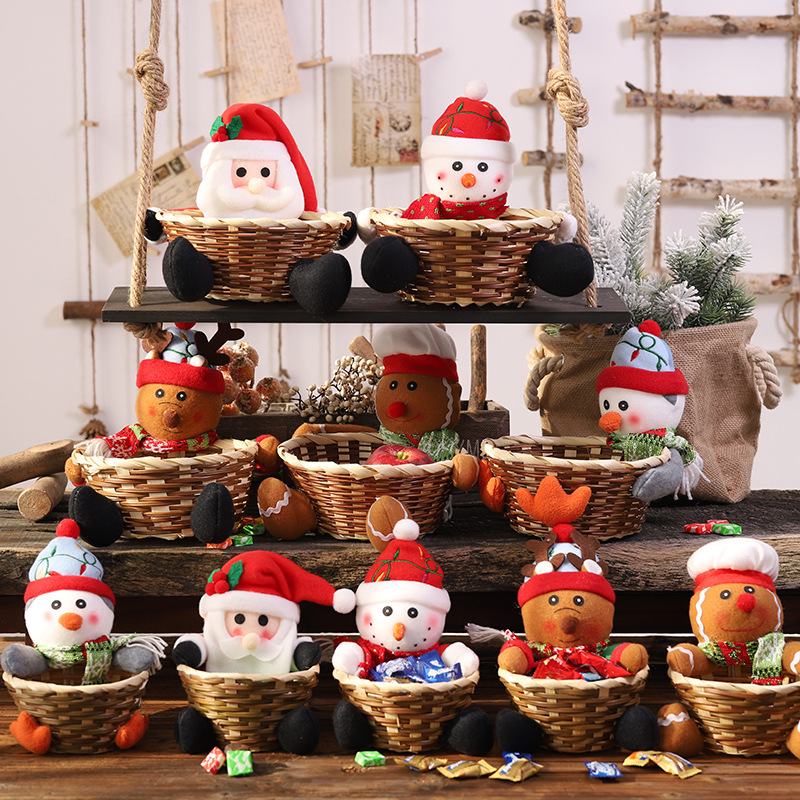 Zichen New Christmas Decorative Supplies Christmas Fruit Basket Children's Gift Candy Box Large Candy Basket