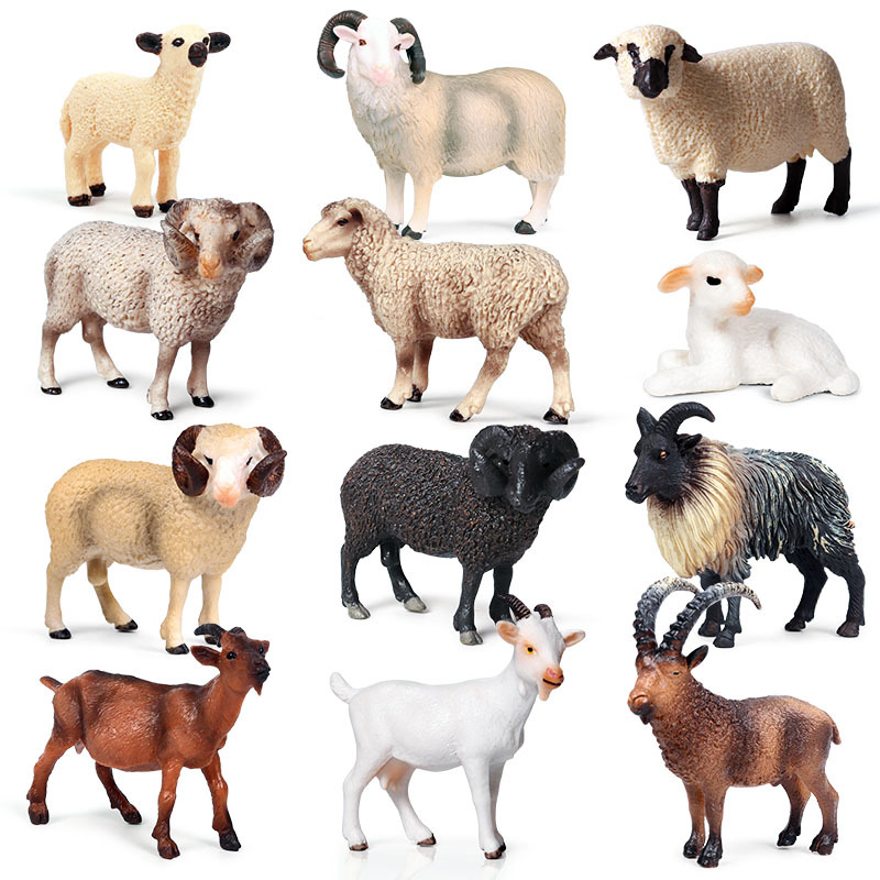 Children's simulation solid cognitive animal model antelope goat sheep pasture poultry toys hand ornaments suit