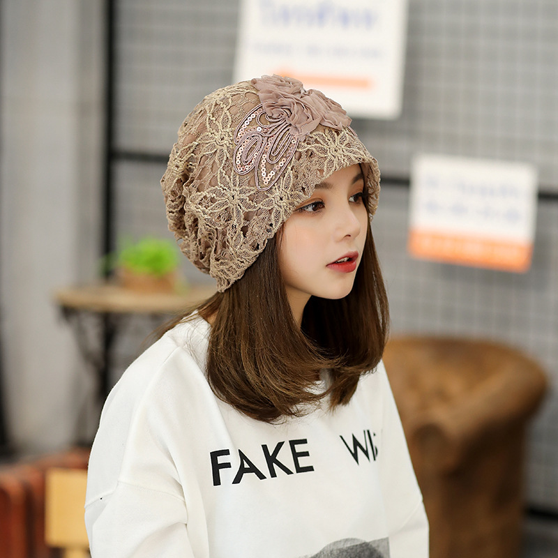 2022 new hot selling lace three flowers cap cap sweet temperament pullover cap embossed Dome hat