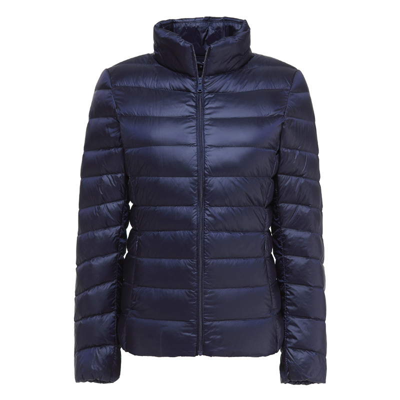 Down Jacket Women's Lightweight Korean Style Vertical Collar Short Korean Style Extra Large Size White Duck Down Cross-border Wholesale Trendy K-8711