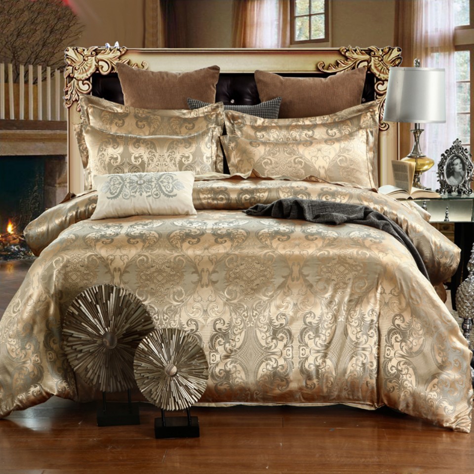 European Jacquard Wedding Bedding Set Three-piece Lace Duvet Cover Pillowcases Luxury Bedroom Decor