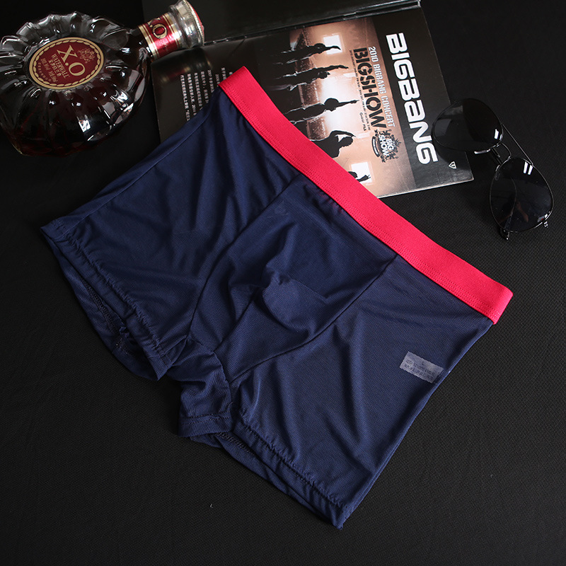 One-piece delivery lace mesh transparent plus size breathable seamless Ice Silk men's underwear summer pants men's 903