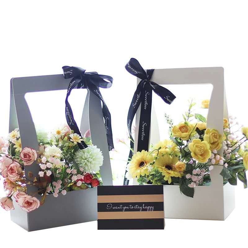 38 portable flower basket paper salon class flower bag portable flower box floral materials flower portable flower bag
