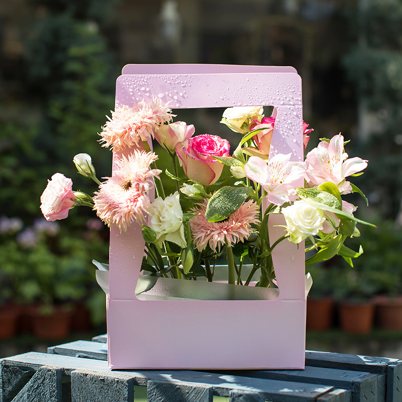 38 portable flower basket paper salon class flower bag portable flower box floral materials flower portable flower bag