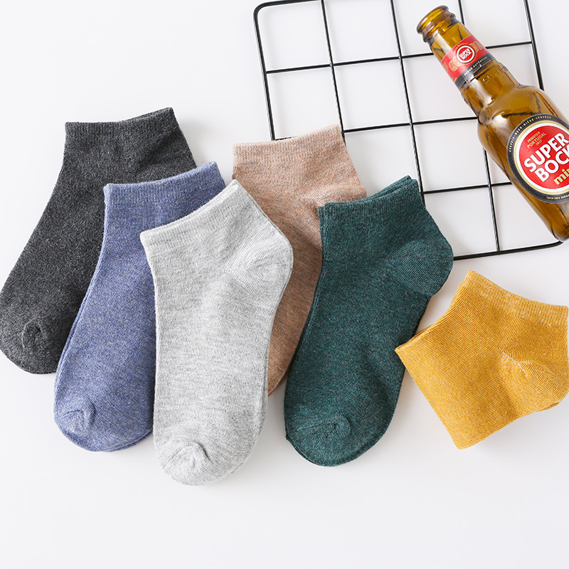 Men's Boat Socks Naked Socks Solid Color Couple Socks Vintage Solid Color Cotton New Cotton Sports Socks