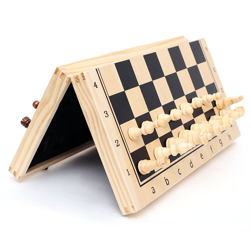Strong magnetic wooden chess portable foldable table game chess competitive educational toys factory direct sales