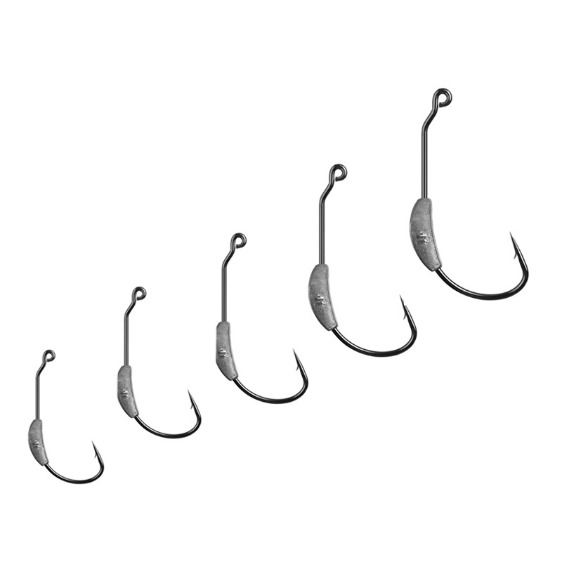 Weihe 2g/2.5g/3g/5.25/7g black nickel barbed crank hook Luya soft bait with lock needle wholesale