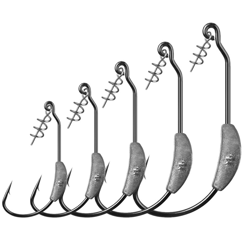 Weihe 2g/2.5g/3g/5.25/7g black nickel barbed crank hook Luya soft bait with lock needle wholesale