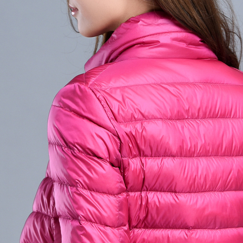 Down Jacket Women's Lightweight Korean Style Vertical Collar Short Korean Style Extra Large Size White Duck Down Cross-border Wholesale Trendy K-8711