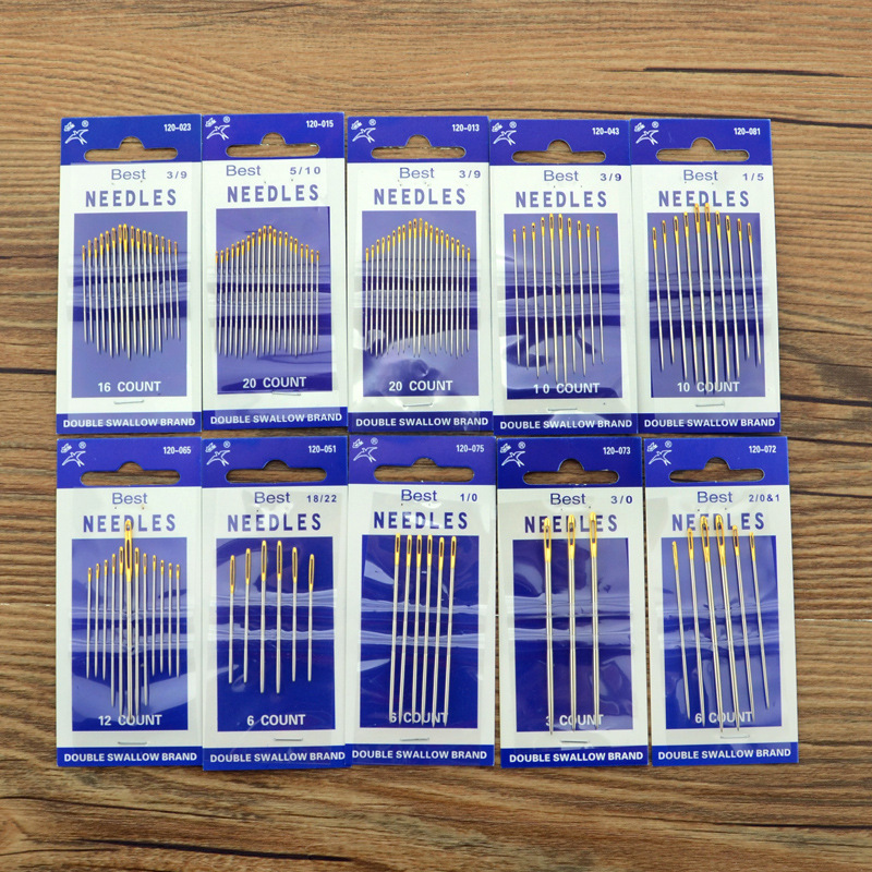 Genuine double swallow gold tail high quality hand sewing needle gold tail needle multi-specification sewing needle double swallow steel needle wholesale hand sewing needle