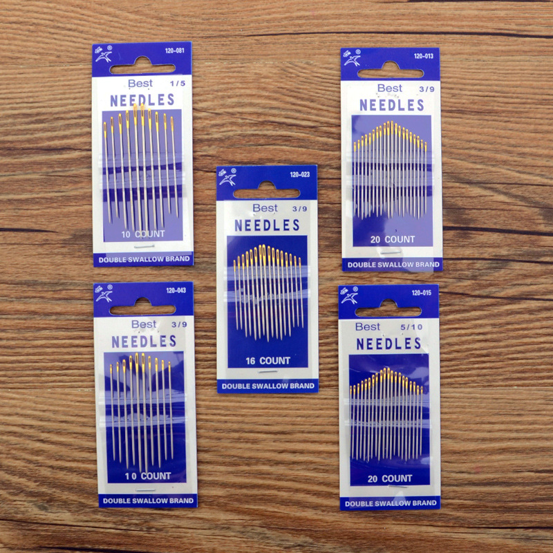 Genuine double swallow gold tail high quality hand sewing needle gold tail needle multi-specification sewing needle double swallow steel needle wholesale hand sewing needle