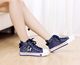 Denim High-top Canvas Shoes Women's Korean-style Casual Shoes 2024 Spring and Autumn New Retro Large Size Board Shoes Zipper
