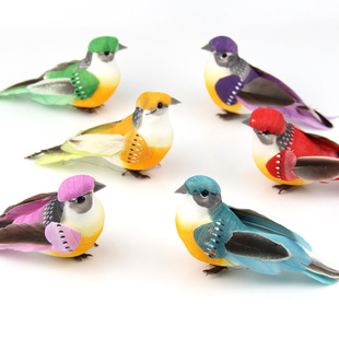 Simulation Feather Bird Color Bird Foam Bird Green Plant Bundle Gardening Pastoral Garden Decoration Craft Bird