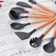Factory spot Amazon dark gray wooden handle silicone kitchen utensils European non-stick kitchen tools baking set