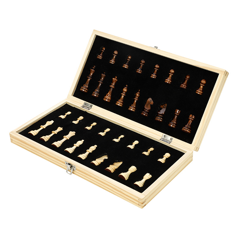 Strong magnetic wooden chess portable foldable table game chess competitive educational toys factory direct sales