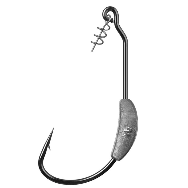 Weihe 2g/2.5g/3g/5.25/7g black nickel barbed crank hook Luya soft bait with lock needle wholesale