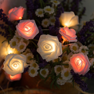 Wholesale LED Rose battery light holiday colored light decorative light Photo clip light simulation Rose light string