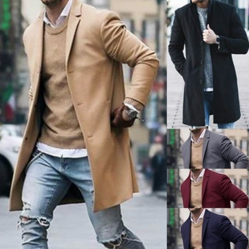 2019 Europe and the United States foreign trade cross-border wish men's windbreaker men's woolen double-sided woolen coat men's woolen coat