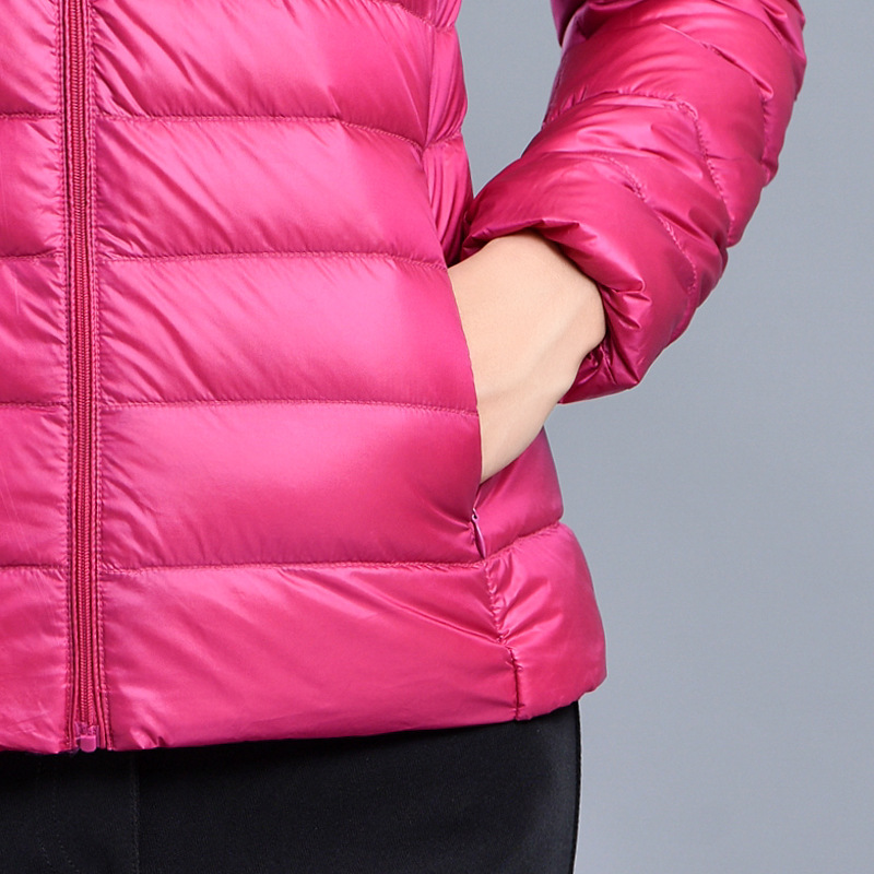 Down Jacket Women's Lightweight Korean Style Vertical Collar Short Korean Style Extra Large Size White Duck Down Cross-border Wholesale Trendy K-8711