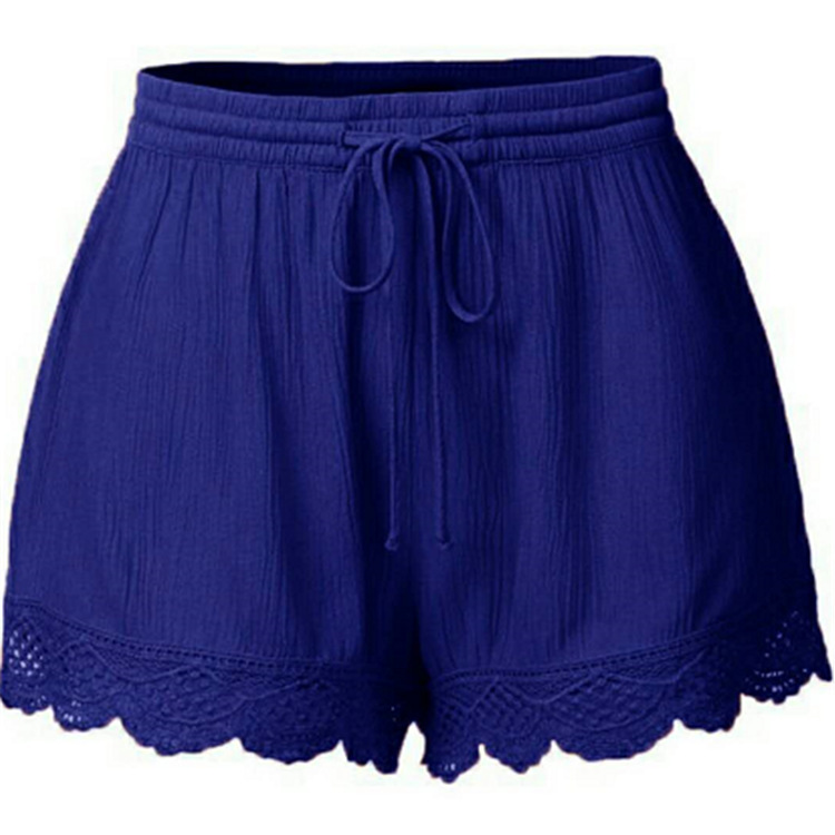 2024Wishebay Amazon Europe and America Summer Solid Color Lace Lace Shorts Casual Pants Women in Large Stock