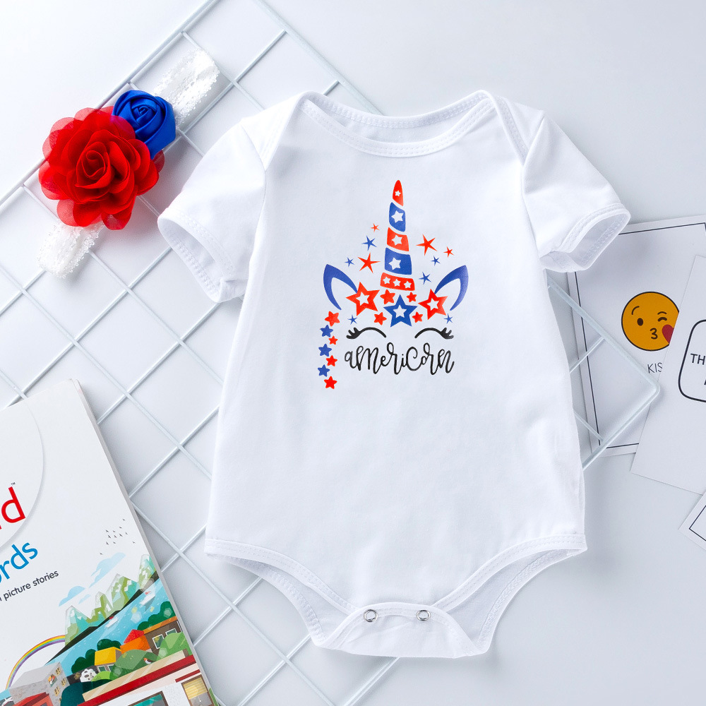 Independence Day New 0-2 Year Old Baby Short-sleeved Cartoon Ha-Tutu Dress Shoes Four-piece Foreign Trade Children's Clothing