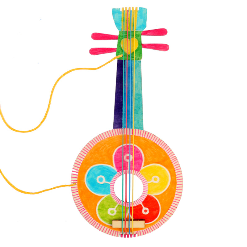 Factory direct white wood guitar kindergarten children's handmade diy painting graffiti wooden guitar musical instruments