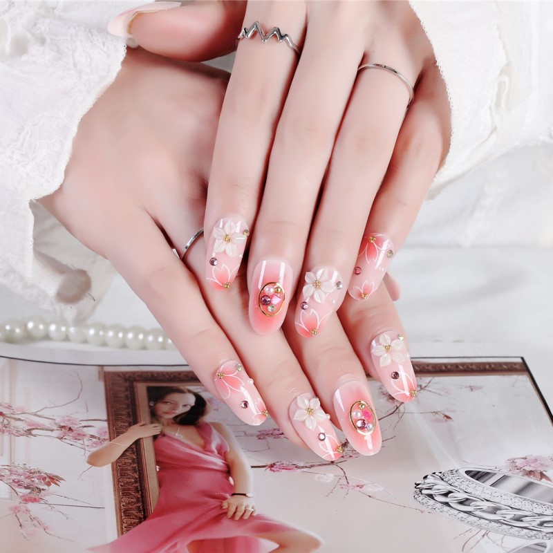 24 pieces boxed bridal manicure fake nail nail nail nail patch nail patch studio photo nail piece wholesale