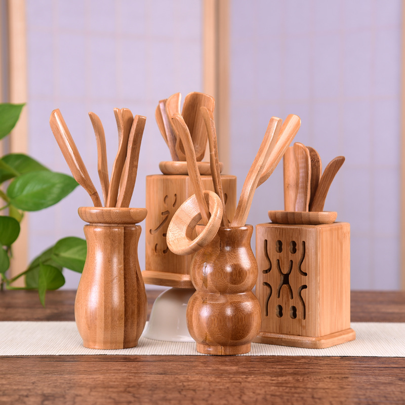 Factory wholesale tea ceremony six gentlemen combination set bamboo square hollow tea set kung fu tea set accessories