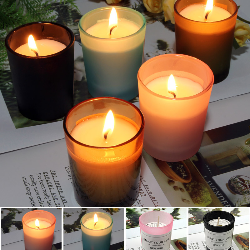 Factory wholesale romantic smokeless aromatherapy candle birthday gift soy wax home decoration glass cup fragrance candle