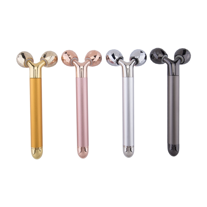 Factory straight hair 3D roller gold stick roller vibration gold stick 3d roller face slimming instrument beauty stick gold stick