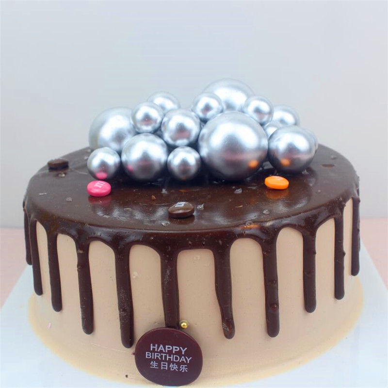 Golden Ball Silver Ball Birthday Cake Decoration ins Cold Wind Golden Silver Ball Ball Plug-in Ornament Baking
