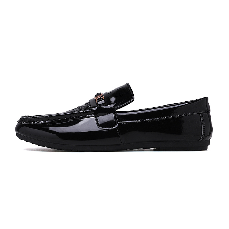 2023 spring all-match men's Bean shoes men's social people Korean lazy casual shoes hair stylist bright leather shoes