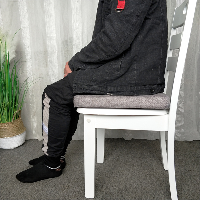 Source factory wholesale modern simple imitation linen sponge cushion solid color thickened cotton and linen non-slip sponge chair cushion